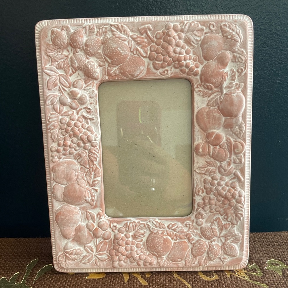Elegant Pink Terra Cotta Fruit Motif Picture Frame